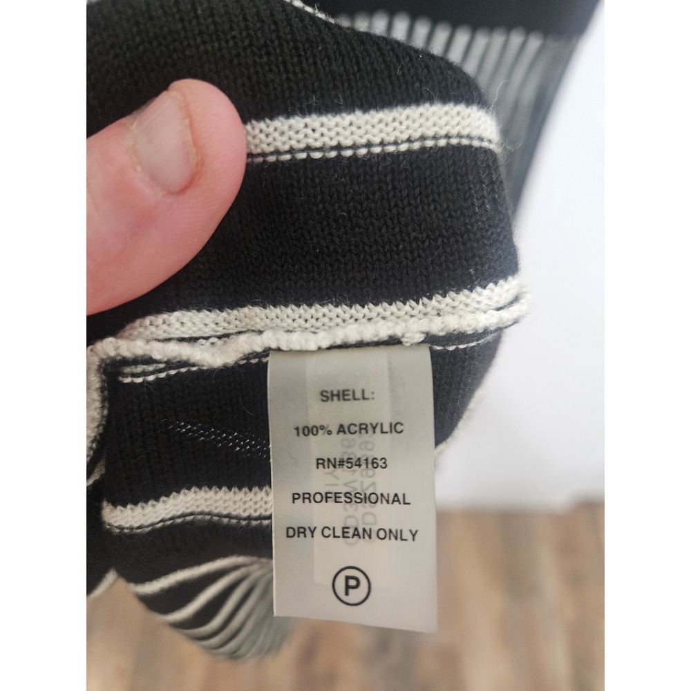 Calvin Klein Womens Black‎ White Striped Sleeveless Fit and Flare Knit Dress Med - Picture 3 of 5